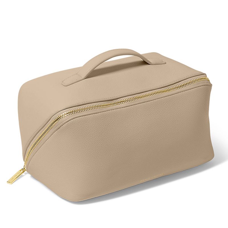 Toalettmappe m skrå glidelås beige Katie Loxton