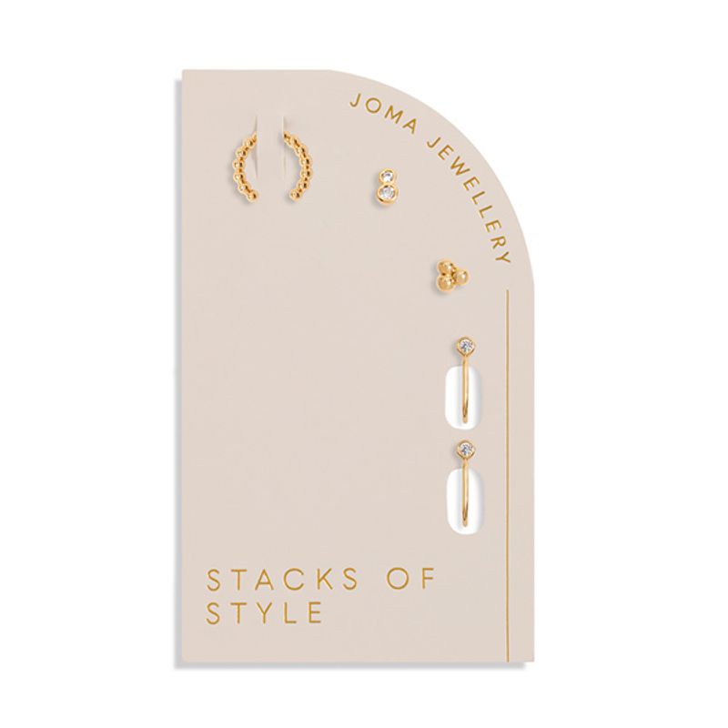 Øredobber STACKS OF STYLE sett 5 stk gull Joma Jewellery