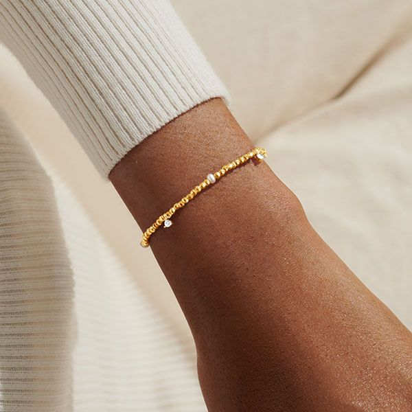 Armbånd HALO PEARL Cubic Zirconia & Pearl Beaded gull Joma Jewel