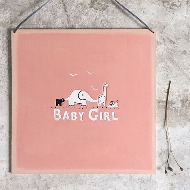 Hovedbilde Treskilt BABY GIRL 21 cm East of India 