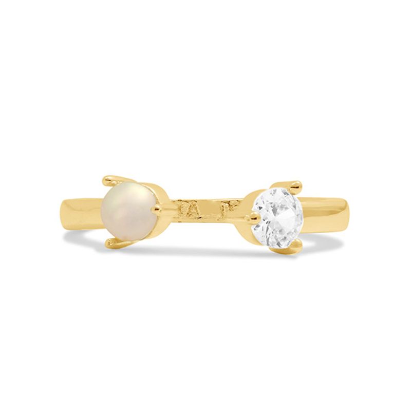 Ring HALO PEARL Cubic Zirconia & Pearl gull Joma Jewellery