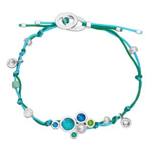 Hovedbilde Armbånd BUBBLES cords turkis blå perle sølv Onirolithi