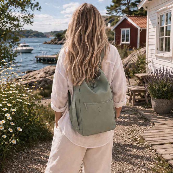 Hovedbilde Skulderveske - ryggsekk GAIA sage grønn Caleidos
