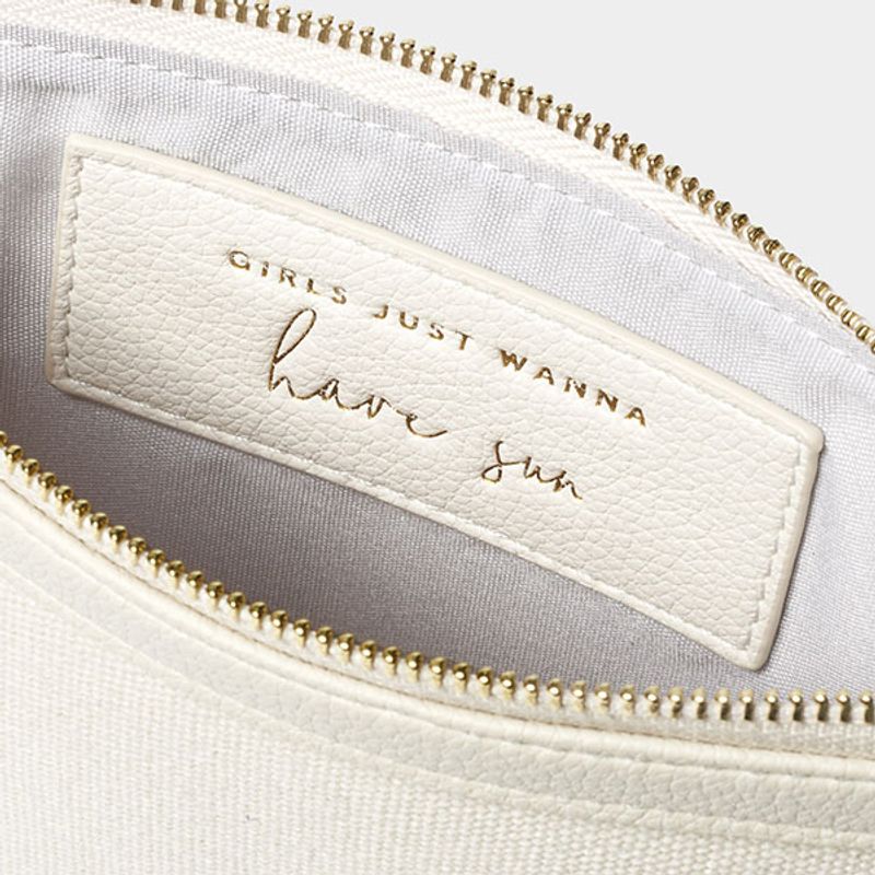 Clutch veske GIRLS JUST WANNA HAVE SUN offwhite kanvas Katie Lox