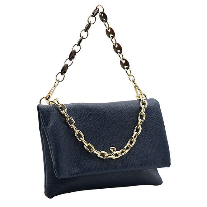 Hovedbilde Clutch veske marineblå med klaff gull Caleidos 