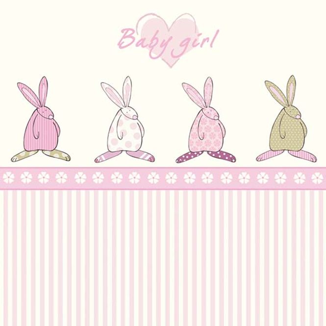 Hovedbilde Kort Baby Girl Rufus Rabbit