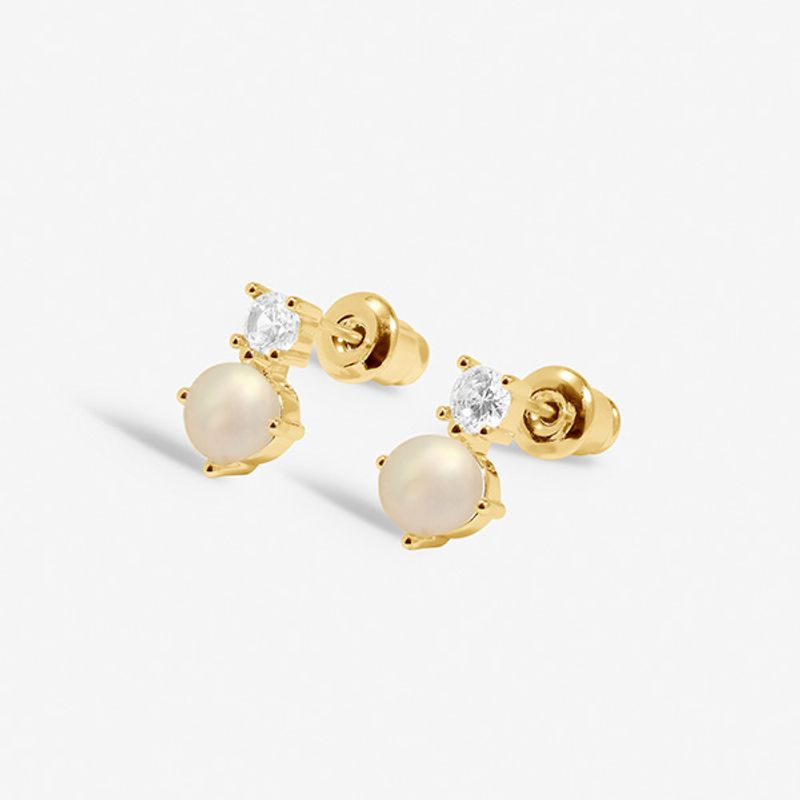 Øredobber HALO PEARL Cubic Zirconia & Pearl gull Joma Jewellery