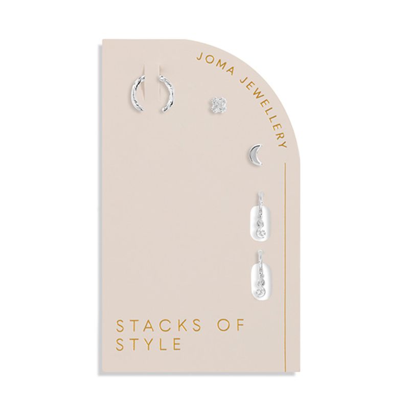 Øredobber STACKS OF STYLE MÅNE sett 5 stk sølv Joma Jewellery