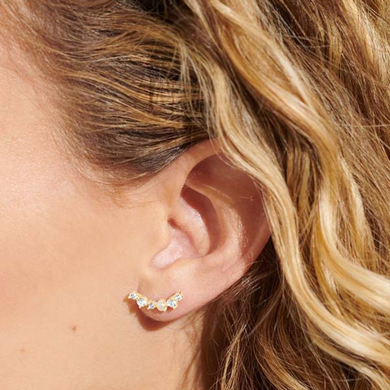 Øredobber HALO PEARL Cubic Zirconia & Pearl gull Joma Jewellery