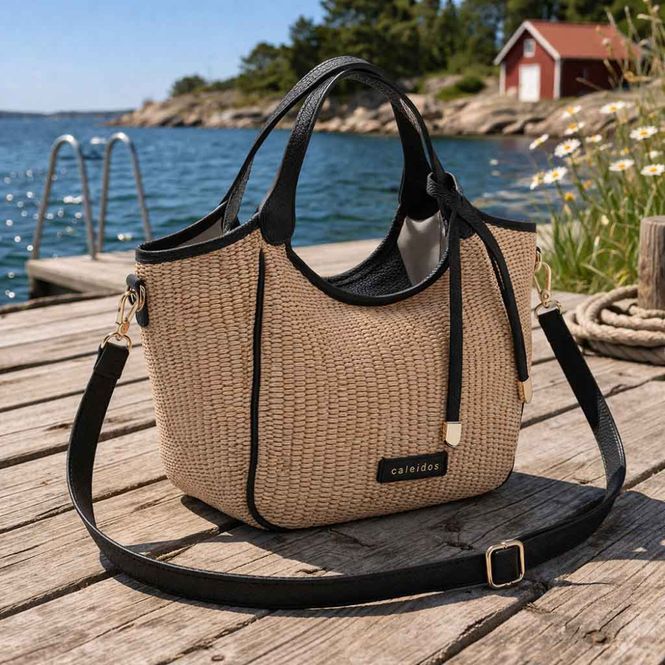 Hovedbilde  Håndveske - skulderveske ELENA natur straw svart Caleidos 