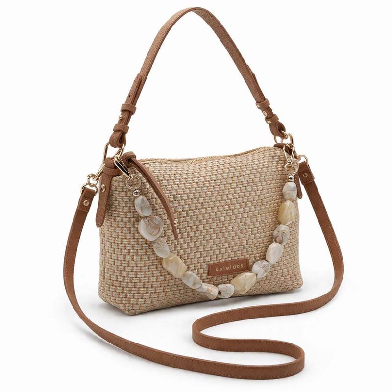 Håndveske - skulderveske BIANCA natur straw caramel brun Caleidos