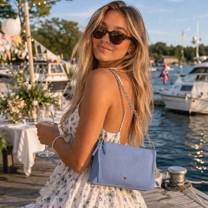 Hovedbilde Clutch veske azzurro lys blå sølv Caleidos
