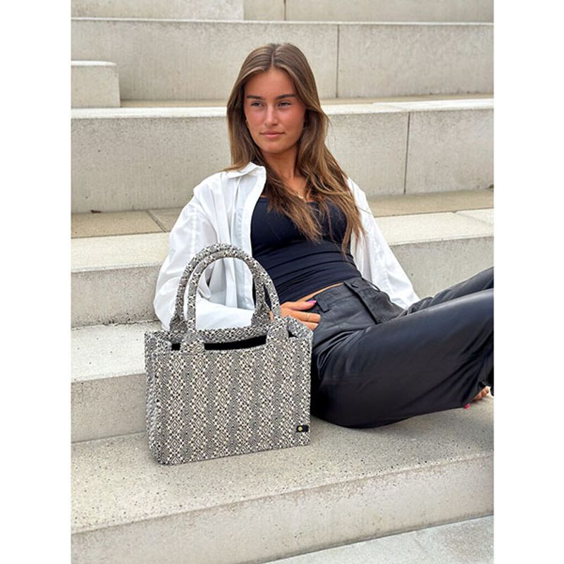 Shopper veske SUMMER SOUNDS sort mønster Depeche 