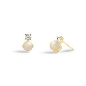 Bilde av Øredobber HALO PEARL Cubic Zirconia & Pearl gull Joma Jewellery