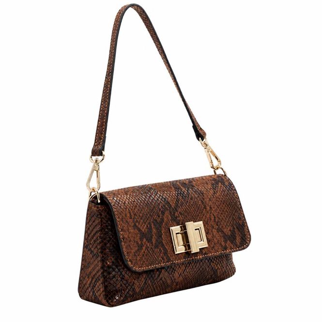Hovedbilde Clutch veske - skulderveske NATALIA cognac brun slangeskinn Caleidos