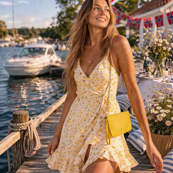 Hovedbilde Clutch veske gul sølv Caleidos